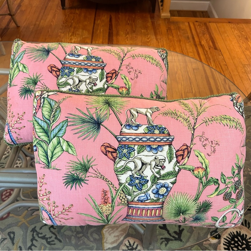 Thibaut designer large down pillows “Tropical Fantasy”